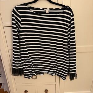 J. Crew Black and White Striped Tee
